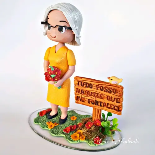Topo de bolo vovó personalizada em biscuit