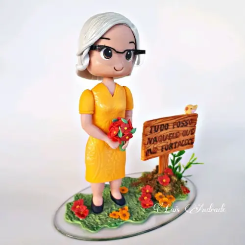 Topo de bolo vovó personalizada em biscuit