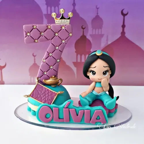 Topo de bolo Princesa Jasmine com nome