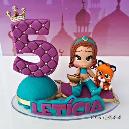 Topo de bolo Princesa Jasmine personalizado