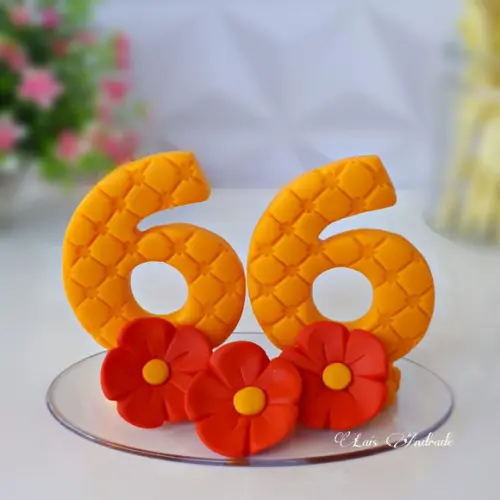 Vela 66 anos feita em biscuit