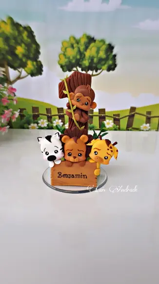 Vela Safari personalizada feita em biscuit