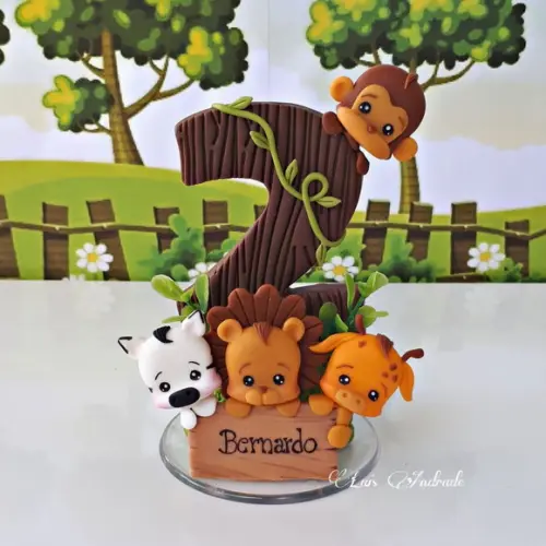 Vela Safari personalizada feita em biscuit