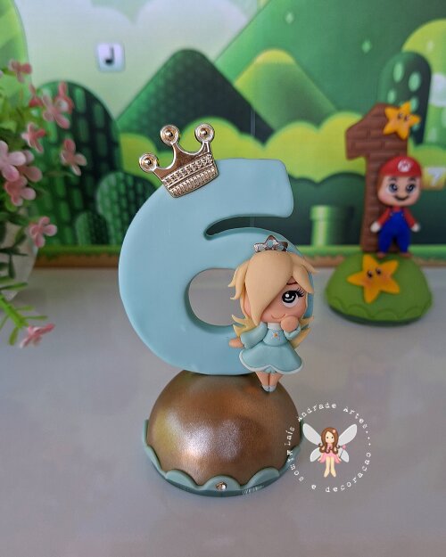 Vela Princesa Rosalina Super Mario Galaxy Personalizada em Biscuit