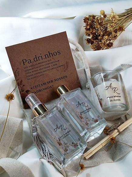 Kit Convite Padrinhos Luxo | Vela, Difusor, Aromatizador