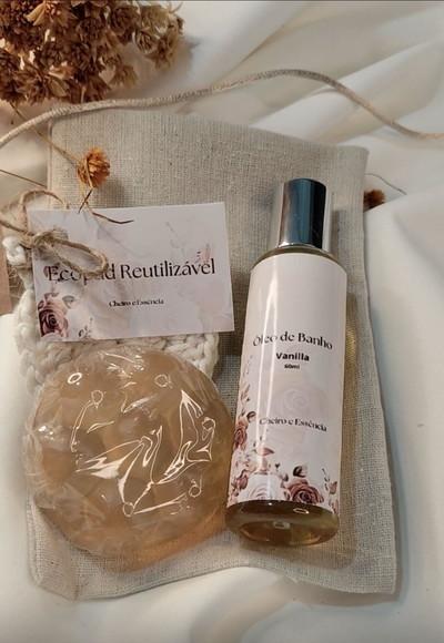 Kit Presente|óleo de Banho, Sabonete Massageador e Ecopad
