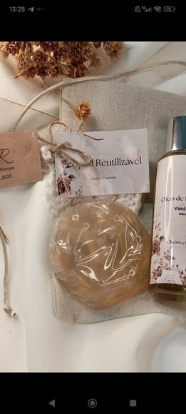 Kit Presente|óleo de Banho, Sabonete Massageador e Ecopad