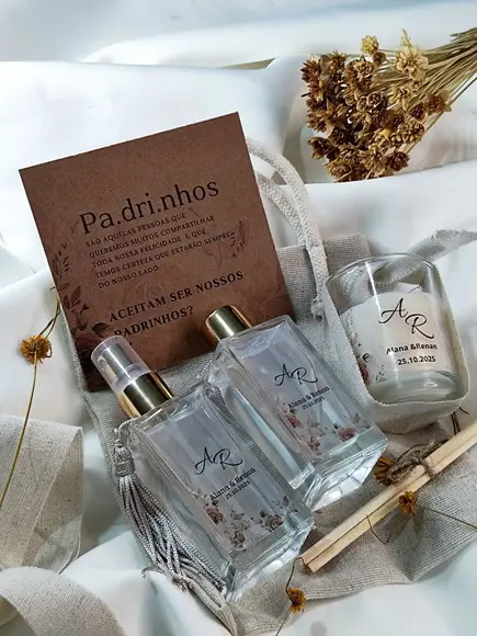Kit Convite Padrinhos Luxo | Vela, Difusor, Aromatizador