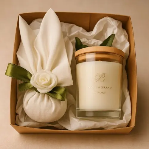 Kit Sachê Perfumado e Vela Aromática | Lembrancinha Delicada