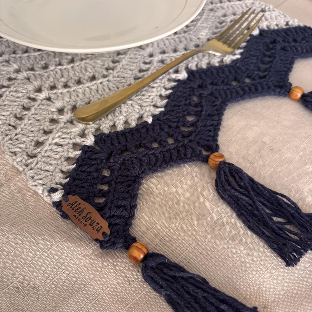 KIT 4 PEÇAS JOGO  AMERICANO -MESA POSTA DE CROCHE LUXO