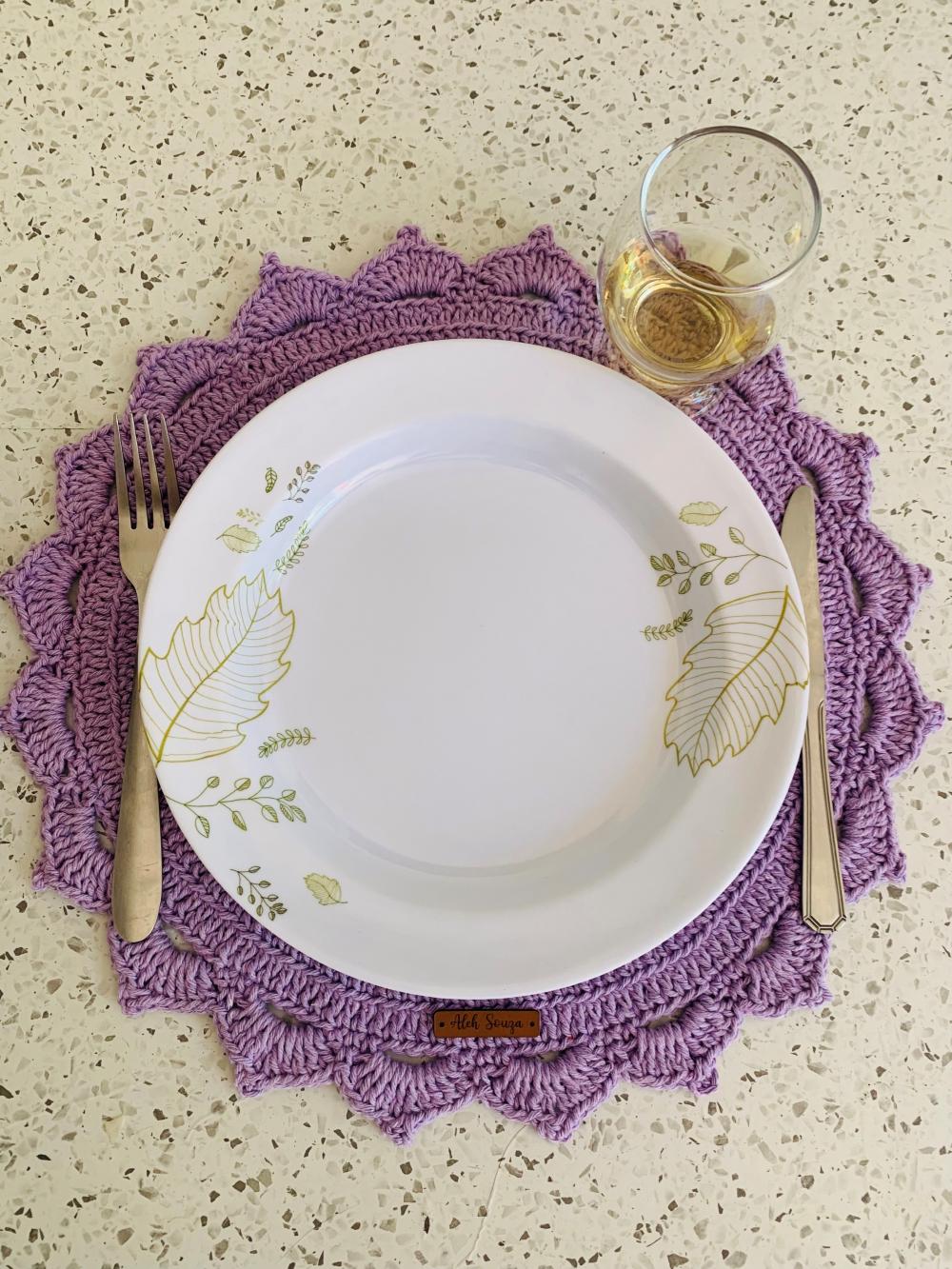 Americano/ Sousplat Crochê cor lavanda