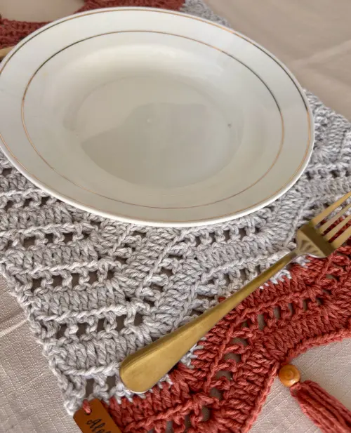 KIT 4 PEÇAS JOGO  AMERICANO -MESA POSTA DE CROCHE LUXO