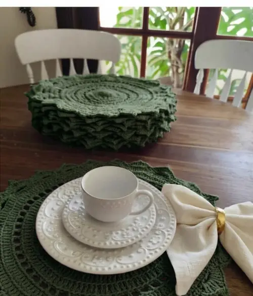 Americano - Sousplat de Croche verde militar