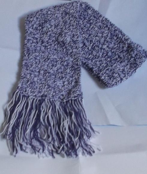 Cachecol Roxo com Branco - Tricô