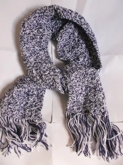 Cachecol Roxo com Branco - Tricô