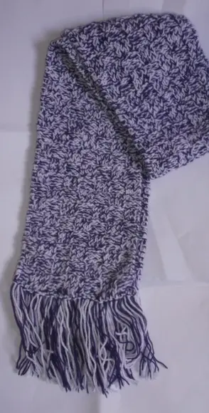 Cachecol Roxo com Branco - Tricô
