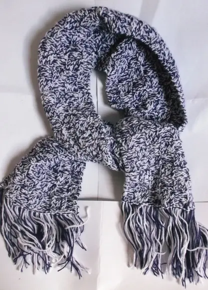 Cachecol Roxo com Branco - Tricô