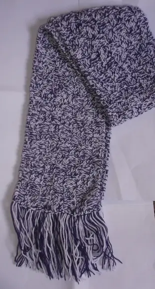 Cachecol Roxo com Branco - Tricô