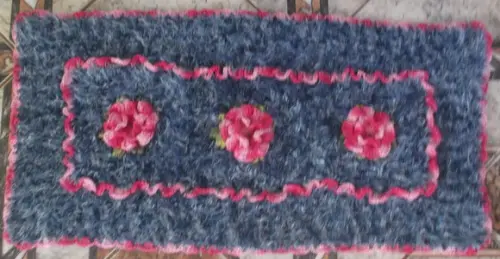 Tapete de Flores Felpudo de Crochê