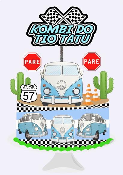 Arquivo de Corte - Topo de Bolo - Kombi