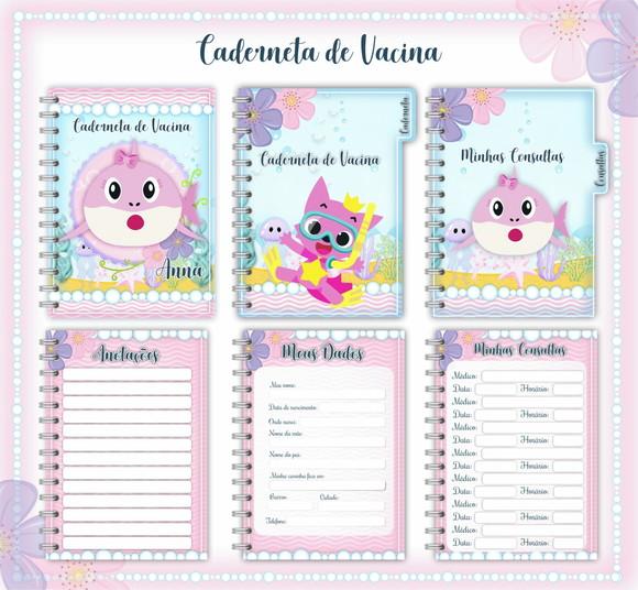 Arquivo Digital - Caderneta de Vacina - Baby Shark Rosa