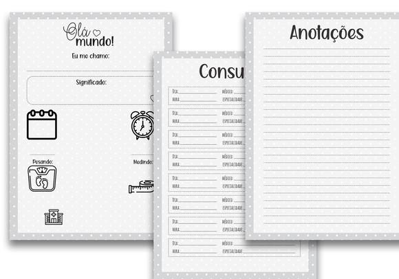 Arquivo Digital - Caderneta de Vacina - Neutro Cinza