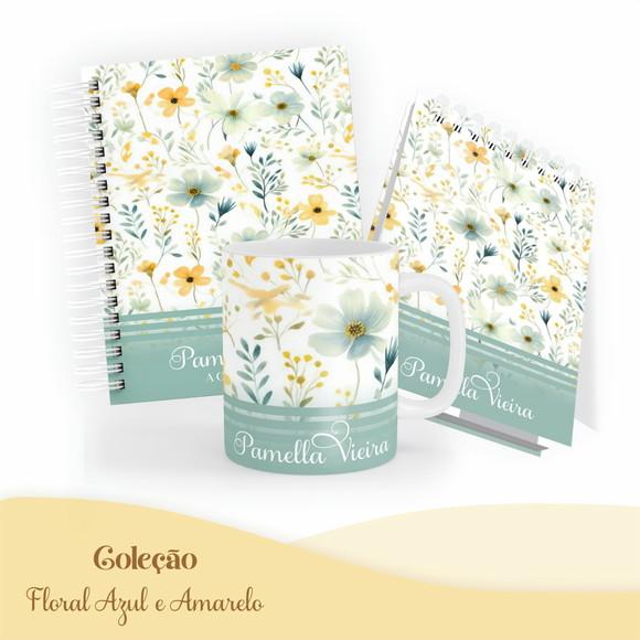 Arquivo Digital - Capas Diversas - Floral Azul e Amarelo
