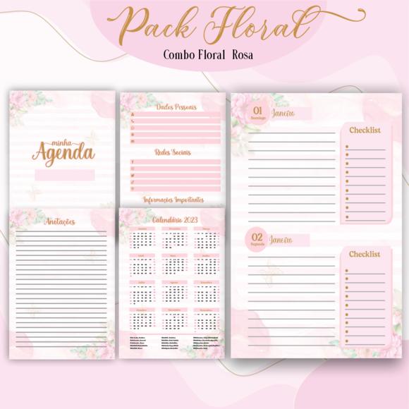 Arquivo Digital - Combo Agenda Floral Rosa - 2023