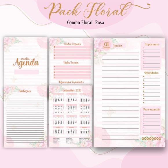 Arquivo Digital - Combo Agenda Floral Rosa - 2023