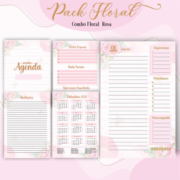 Arquivo Digital - Combo Agenda Floral Rosa - 2023