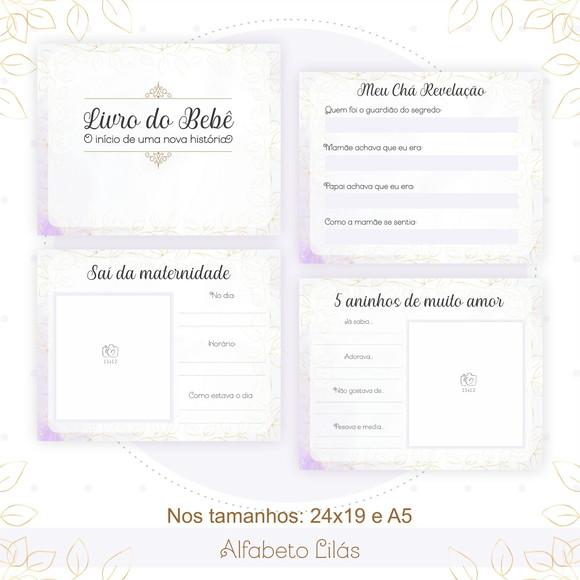 Arquivo Digital - Kit Maternidade - Alfabeto Lilas