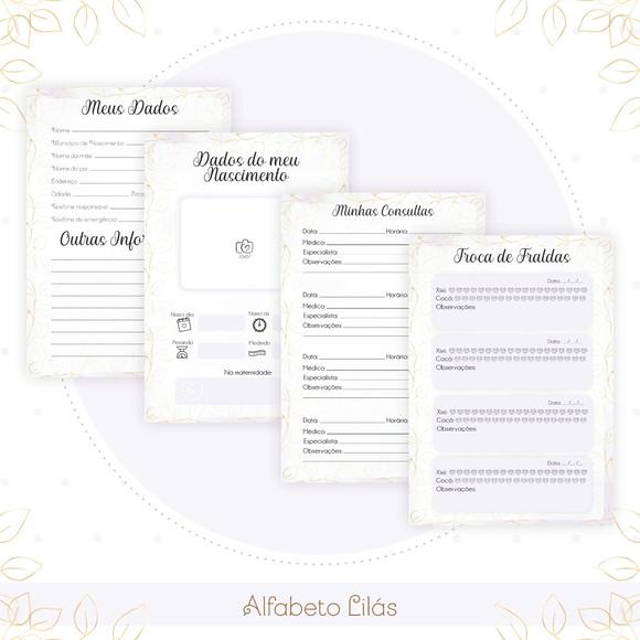 Arquivo Digital - Kit Maternidade - Alfabeto Lilas