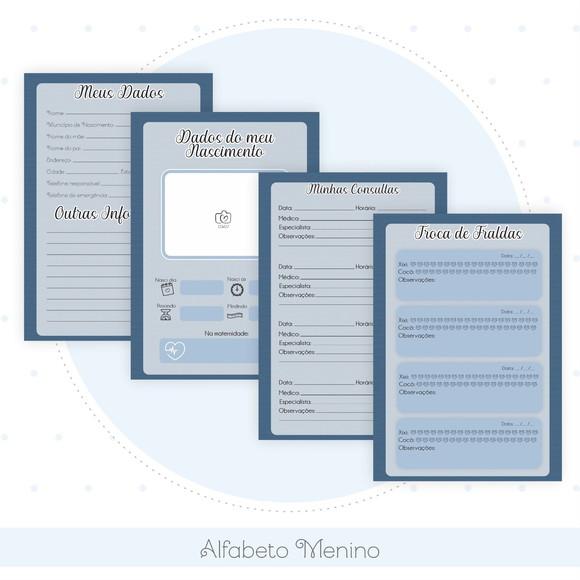 Arquivo Digital - Kit Maternidade - Alfabeto Menino