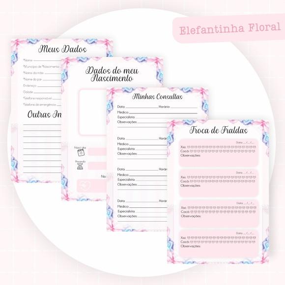 Arquivo Digital - Kit Maternidade - Elefantinha Floral