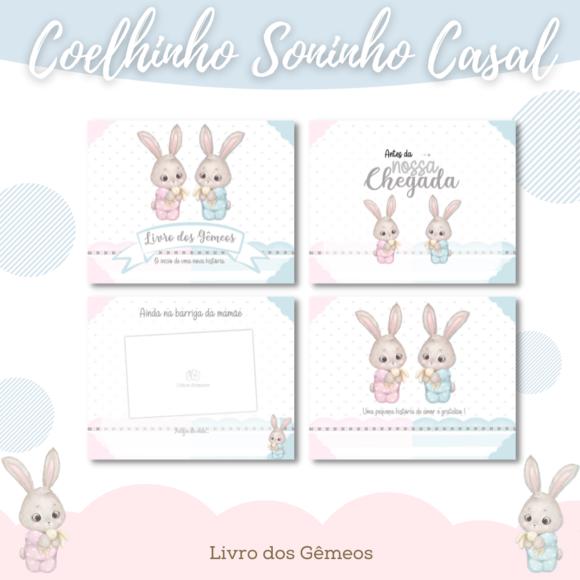 Arquivo Digital - Livro do Bebê - Coelhinho Gêmeos Casal