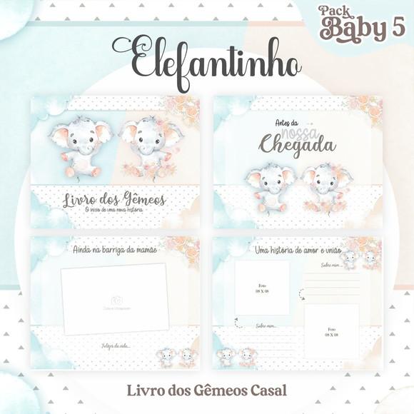 Arquivo Digital - Livro do Bebê - Elefantinhos Gemeos Casal