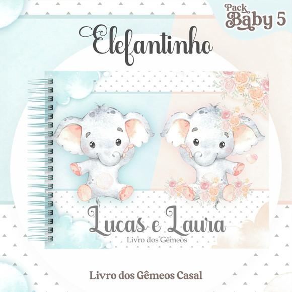 Arquivo Digital - Livro do Bebê - Elefantinhos Gemeos Casal