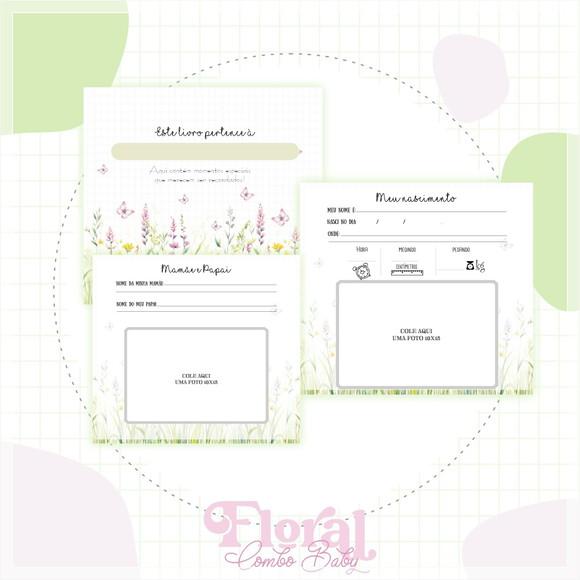 Arquivo Digital - Livro do Bebe - Floral 06 (2 Tamanhos)