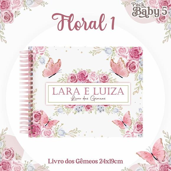 Arquivo Digital - Livro do Bebe - Floral Gemeas 01