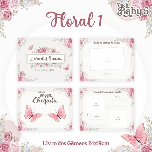 Arquivo Digital - Livro do Bebe - Floral Gemeas 01