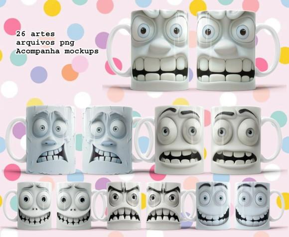 Arquivo Digital - Sublimação - Caneca Carinhas Divertidas