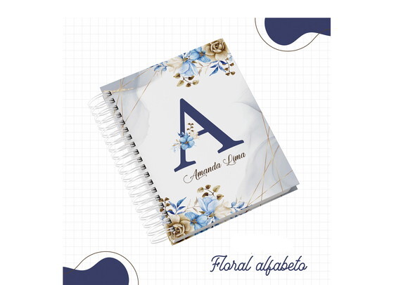 Arquivo Digital - Capas Alfabeto Floral Azul