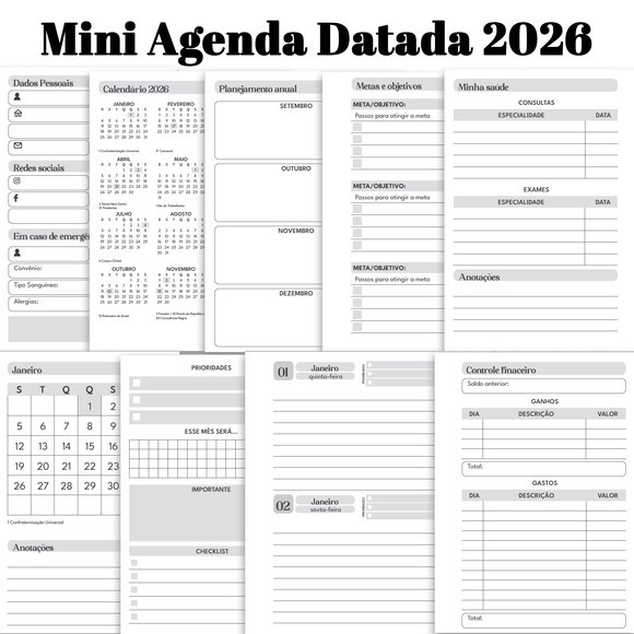 Arquivo Digital - Mini Agenda Datada - 2026