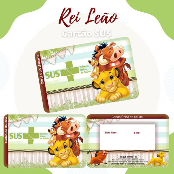 Arquivo Digital- Cartão SUS Personalizado (Kit 11)