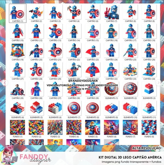 Kit Digital - Capitao America Lego