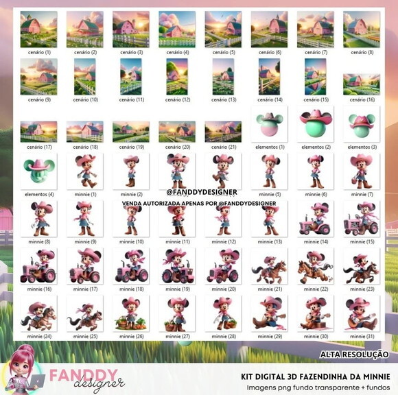 Kit Digital - Minnie Fazendeira