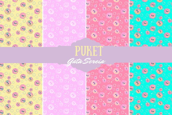 Kit Digital - Papel Digital - Gata Sereia Puket