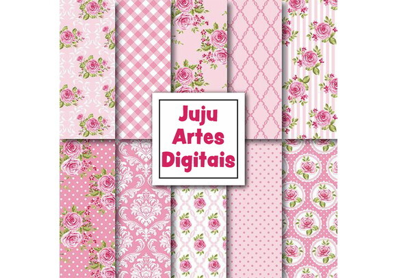 Kit Digital - Papel Digital - Floral Pink