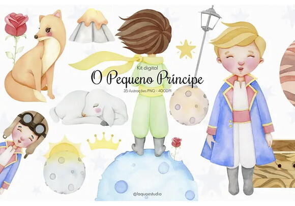 Kit Digital - Pequeno Principe Aquarela (2 em 1)