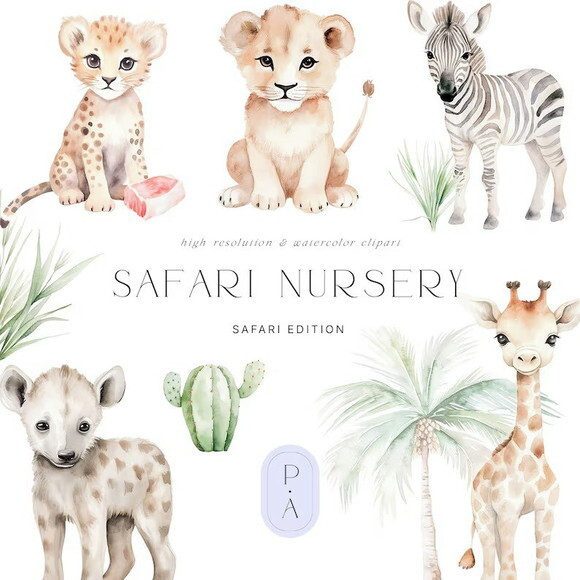 Kit Digital - Safari Baby Aquarela